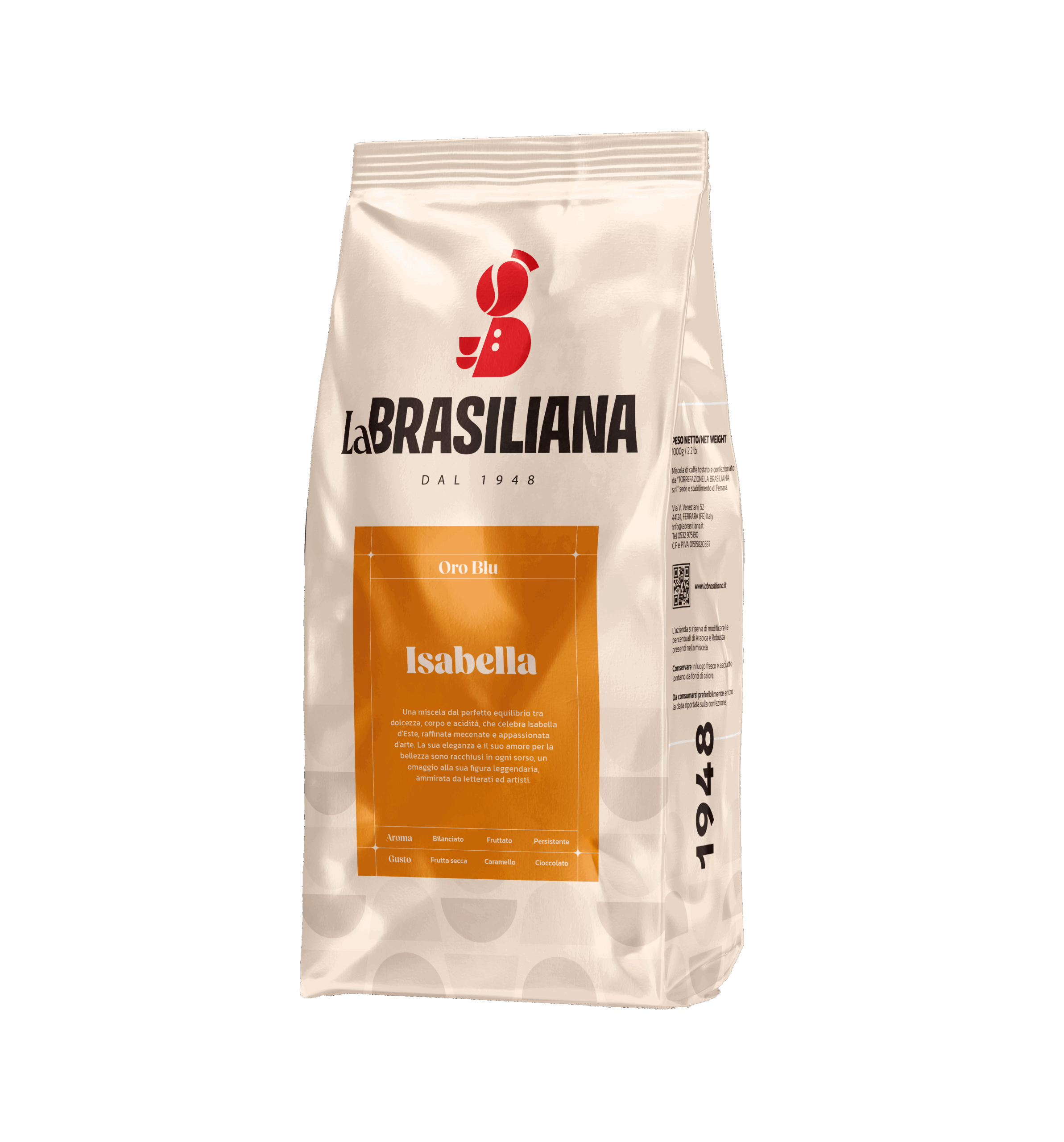 Pacco di caffè in grani Isabella - Oro Blu 1 kg - taglio